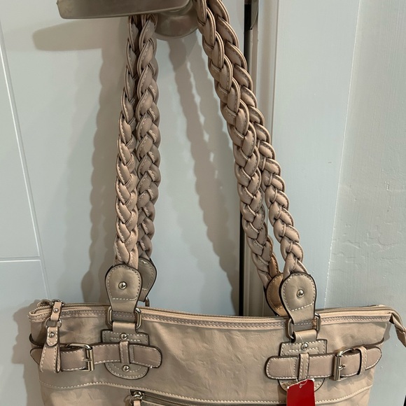 Rosetti Taupe Tote with Braided Straps - Picture 4 of 11